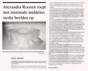 Met een miniumum aan middelen roept Alexandra Roozen sterke beelden op Met een miniumum aan middelen roept Alexandra Roozen sterke beelden op, resencie Face Sur Face